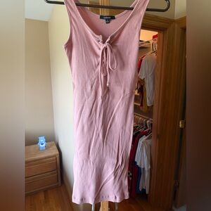 Pink Sleeveless Ribbed Dress